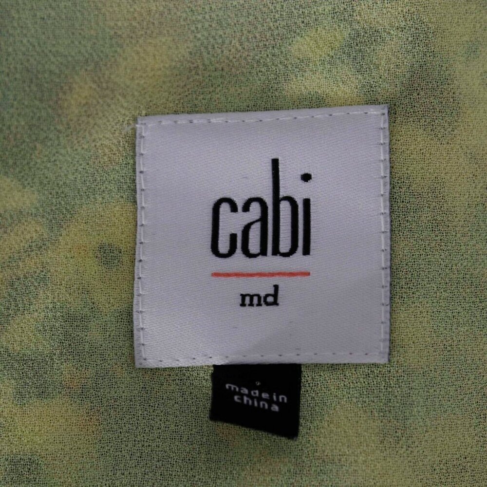CAbi Sz M Navy Blue Yellow Multi Sheer Lined 3 Layers Flowy 100% Poly Top - Picture 5 of 5